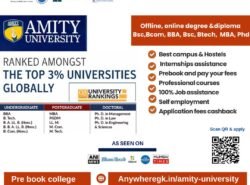 Amity University India – Admission Guide Offline & online | A+ rated college in BBA, Bsc, Bcom, Btech, MBA, PhD. Get all fees, courses information and applying the college